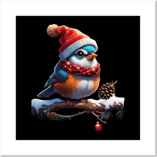 Sweet little and friendly christmas bird Posters and Art